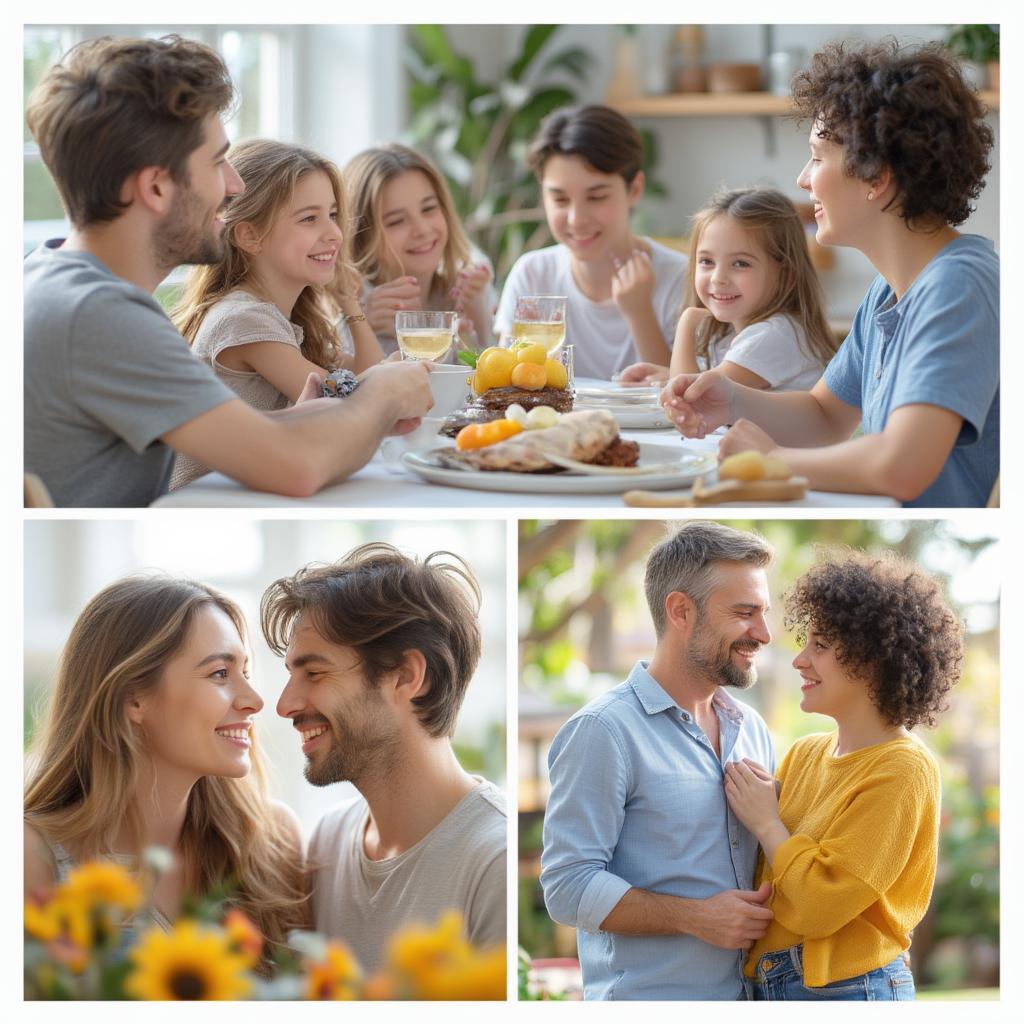 Different types of love depicted through images of family, friends, and romantic partners