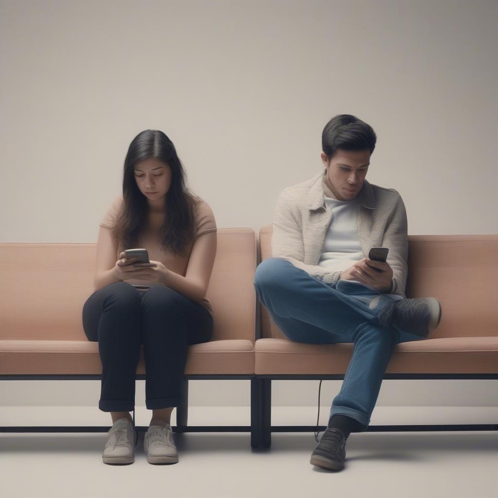 Couple Communicating Through Phones, Facing Challenges