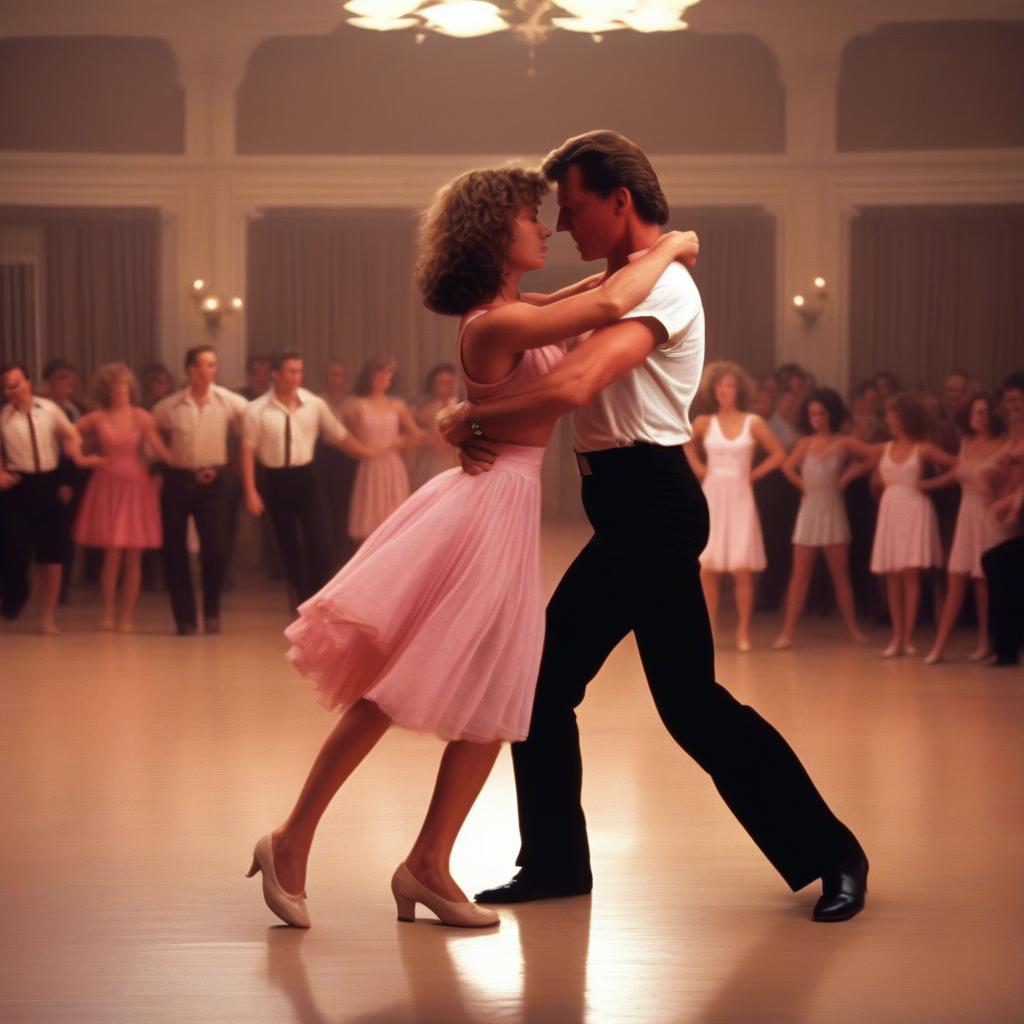 Patrick Swayze and Jennifer Grey dancing to "Do You Love Me" in "Dirty Dancing".