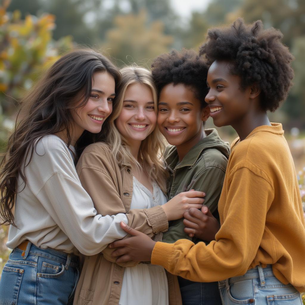 Diverse Group of Friends Embracing