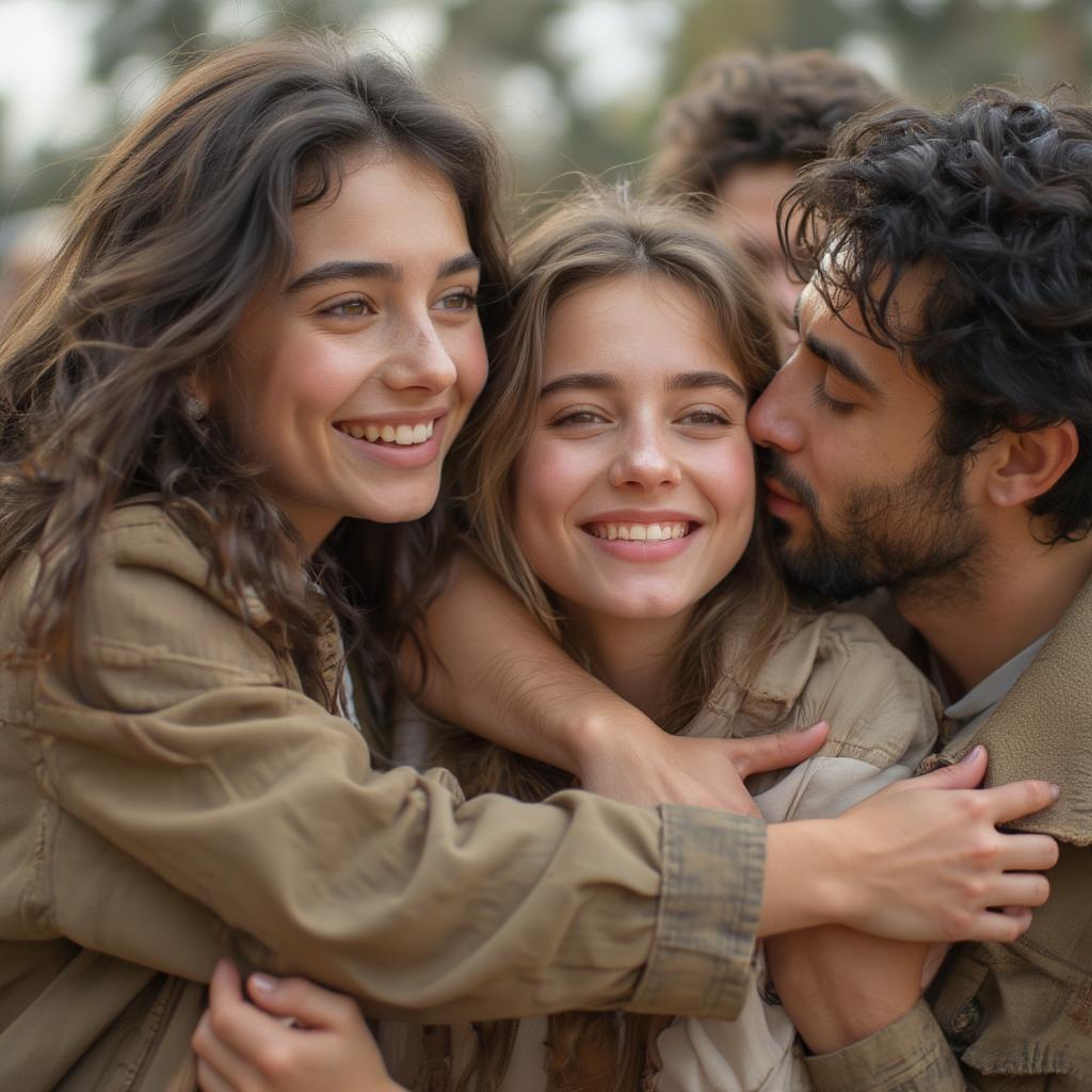 Friends Embracing in a Group Hug