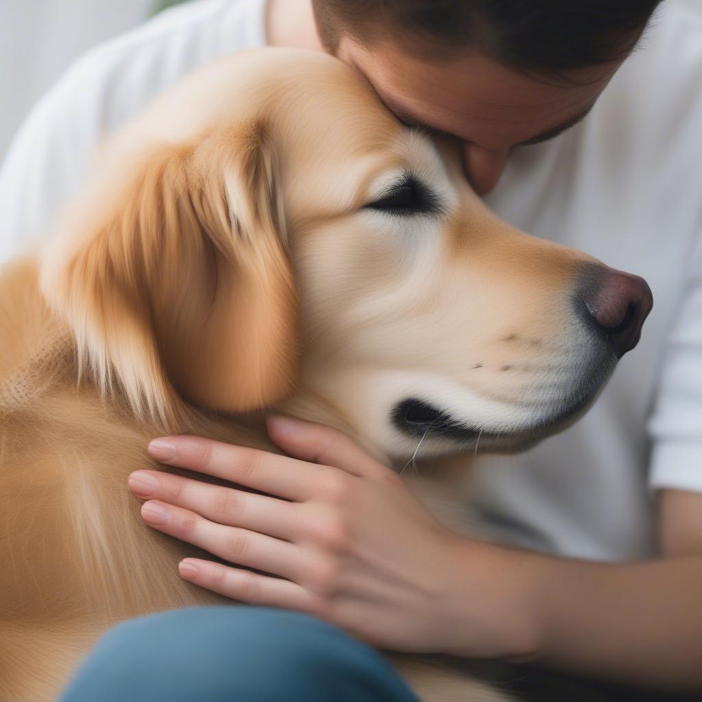 Dog Leaning on Owner, Showing Affection