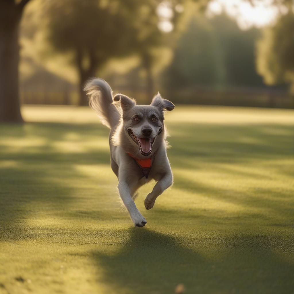 Dog Playing Fetch In Park