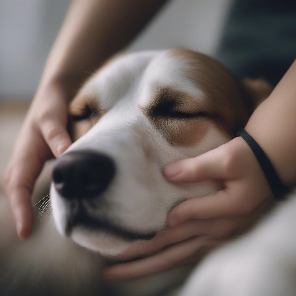 Dog Receiving Affection From Owner