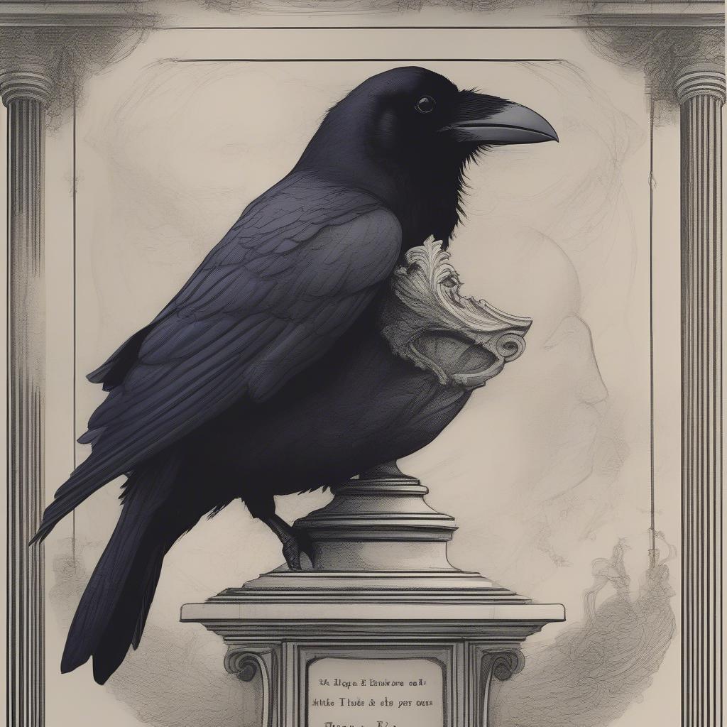 Edgar Allan Poe's Raven with Love Quotes