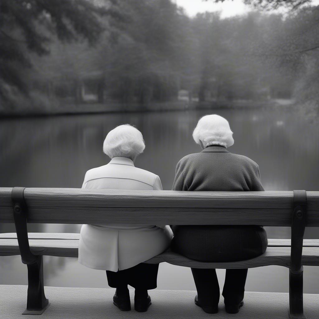 Elderly couple holding hands