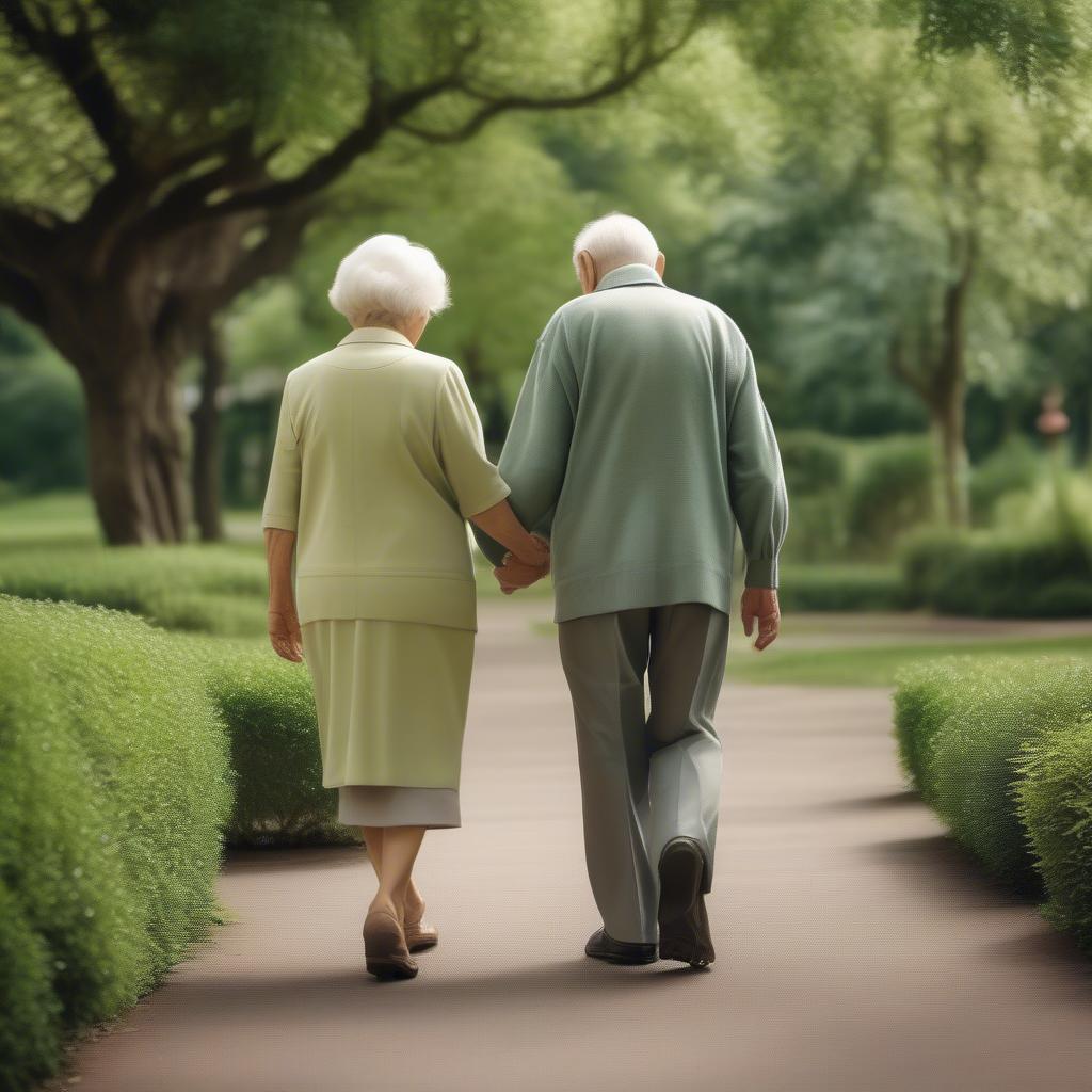 Elderly Couple Walking in the Park