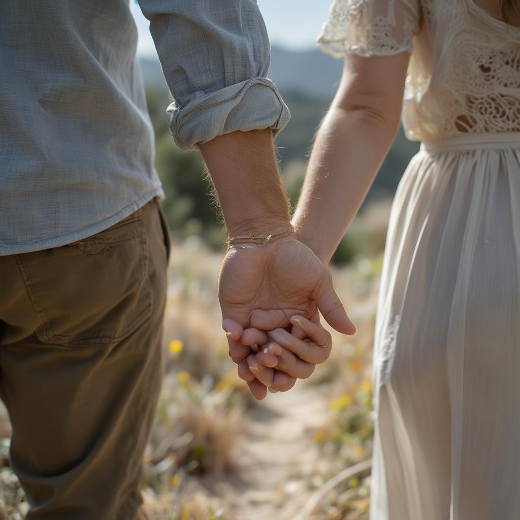 Couple holding hands, symbolizing the journey of love and commitment