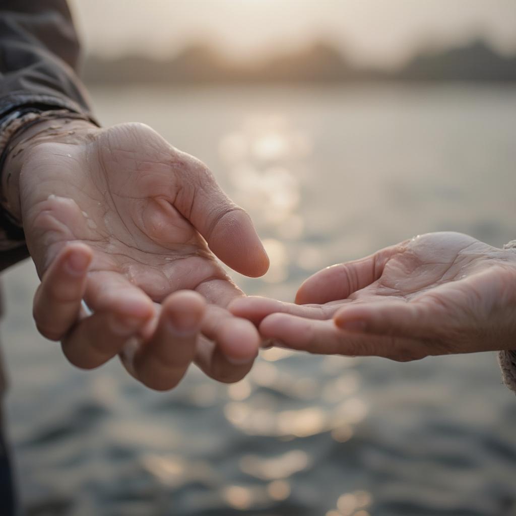 Two hands reaching out to each other, symbolizing vulnerability and connection in love.