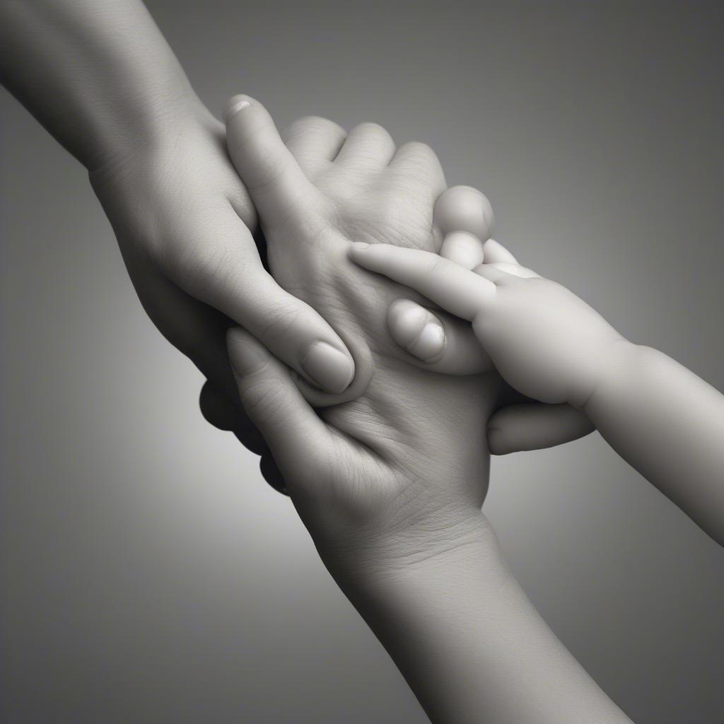 A close-up image of a mother holding her child's hand, conveying a sense of protection, connection, and unwavering love.  The background is a simple, neutral color, focusing attention on the intimate gesture.