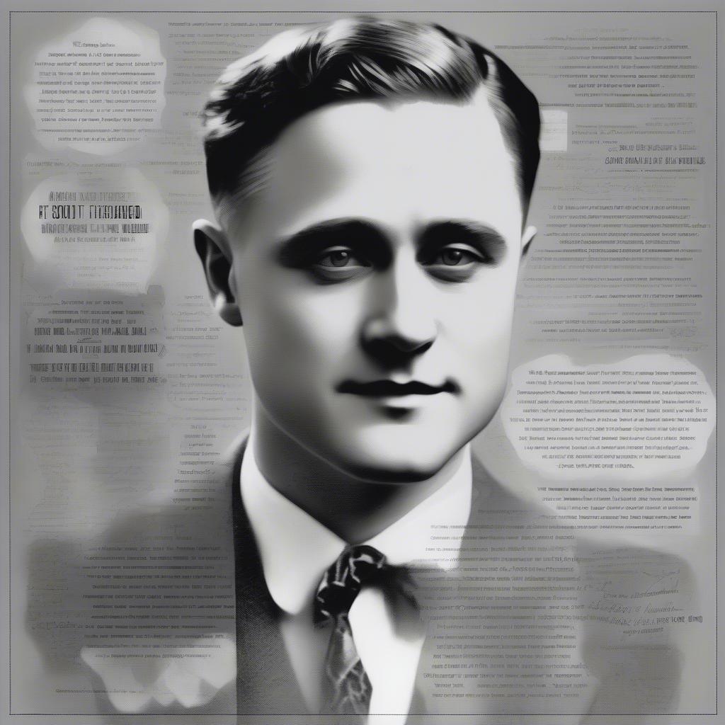 F. Scott Fitzgerald Portrait with Love Quotes Overlay