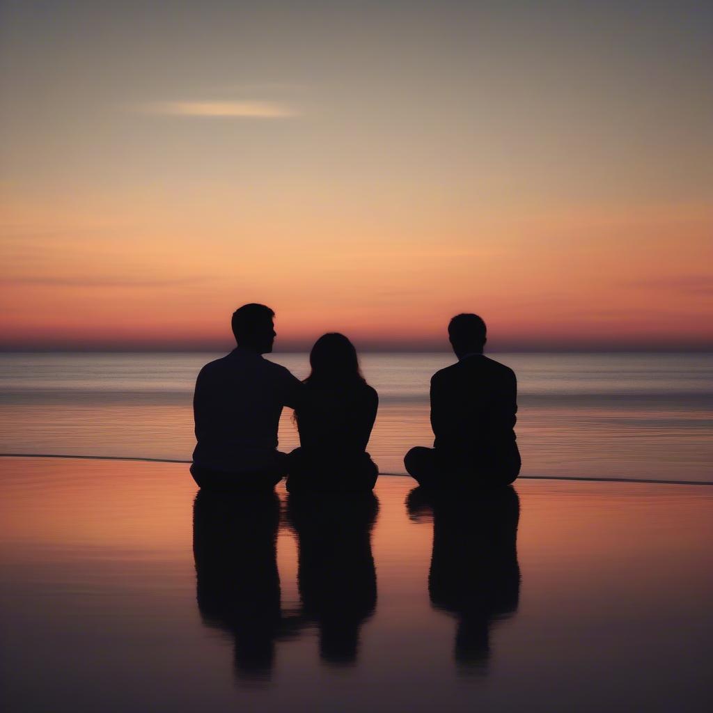 Couple watching a sunset, symbolizing fading love