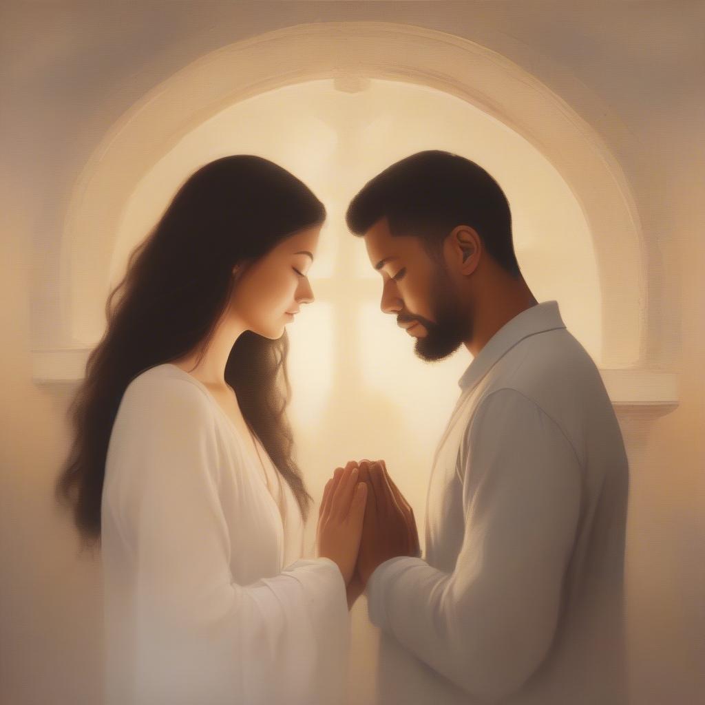 Couple Praying Together, Embracing Faith and Love