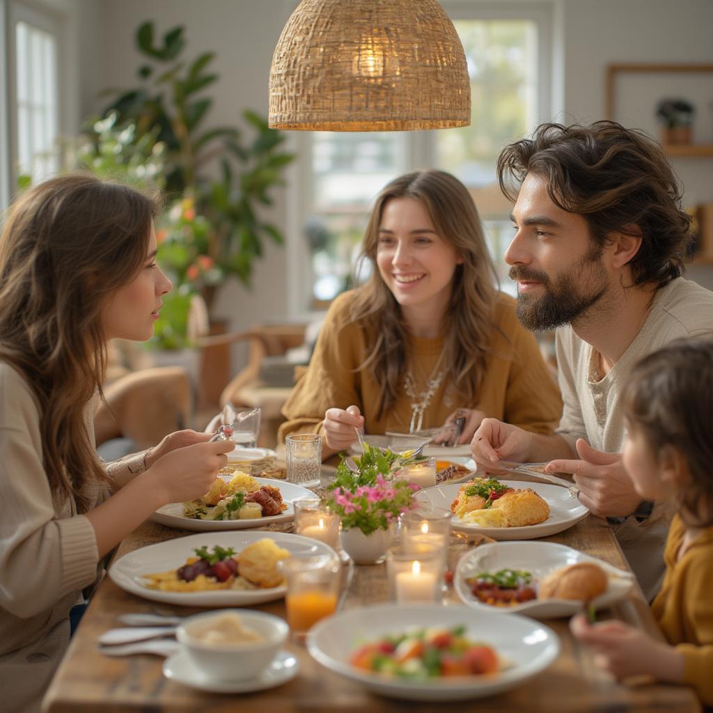 Family Gathering Around a Table