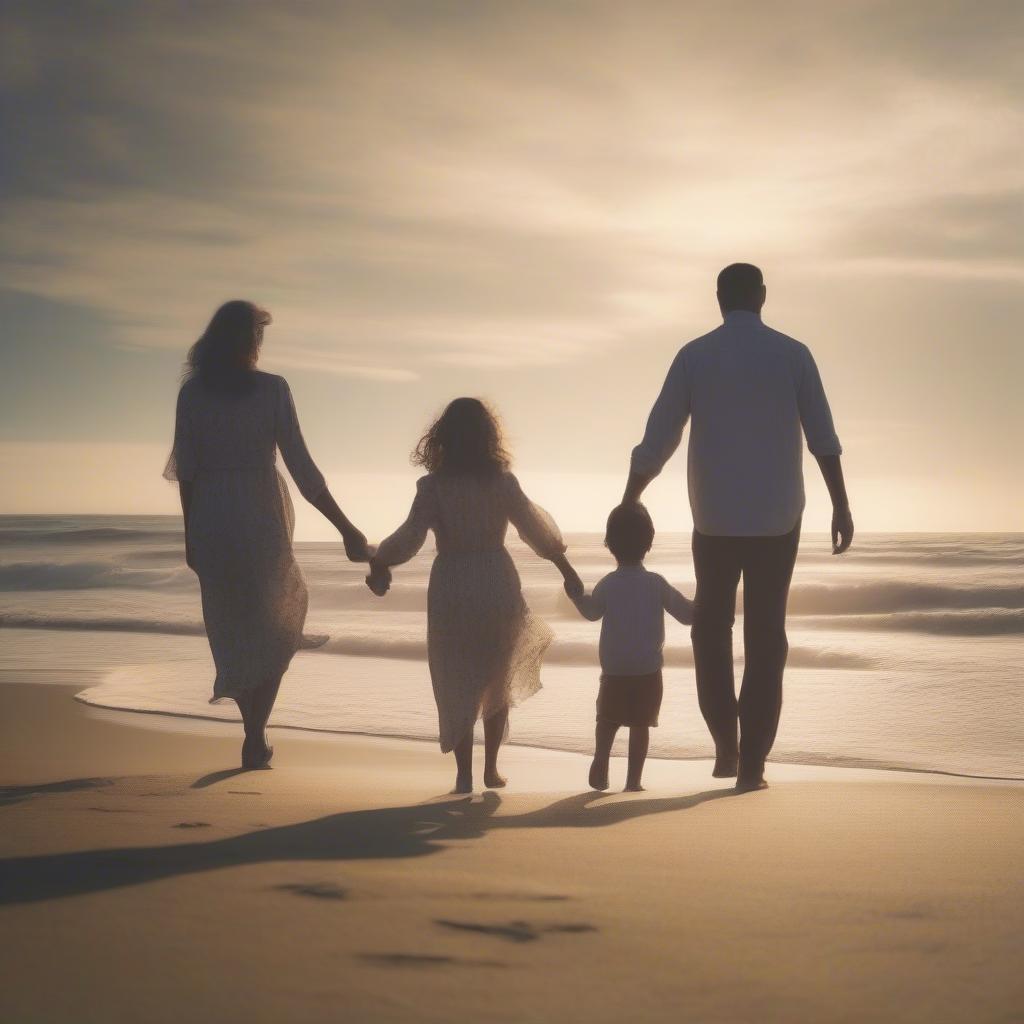 Parents and Children Holding Hands with a Family Love Quote