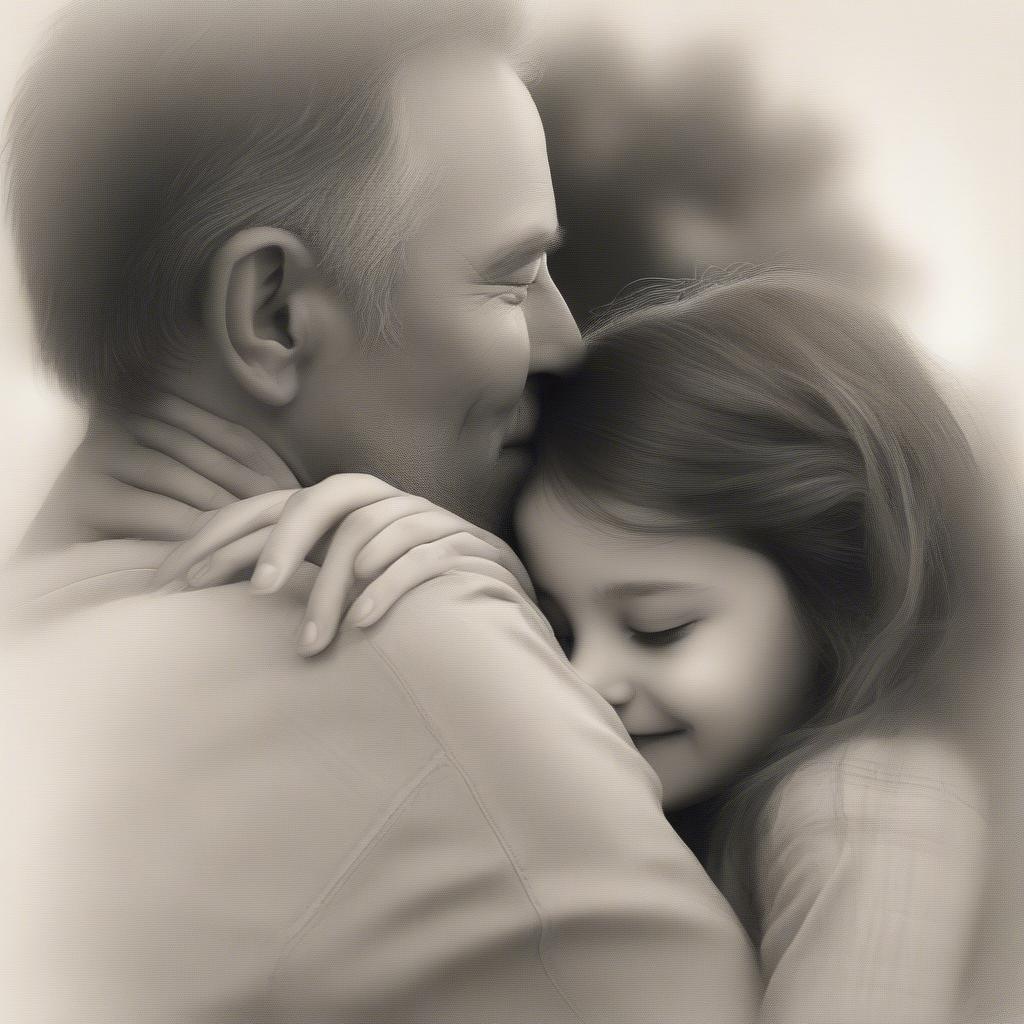 A Father and Daughter Embrace