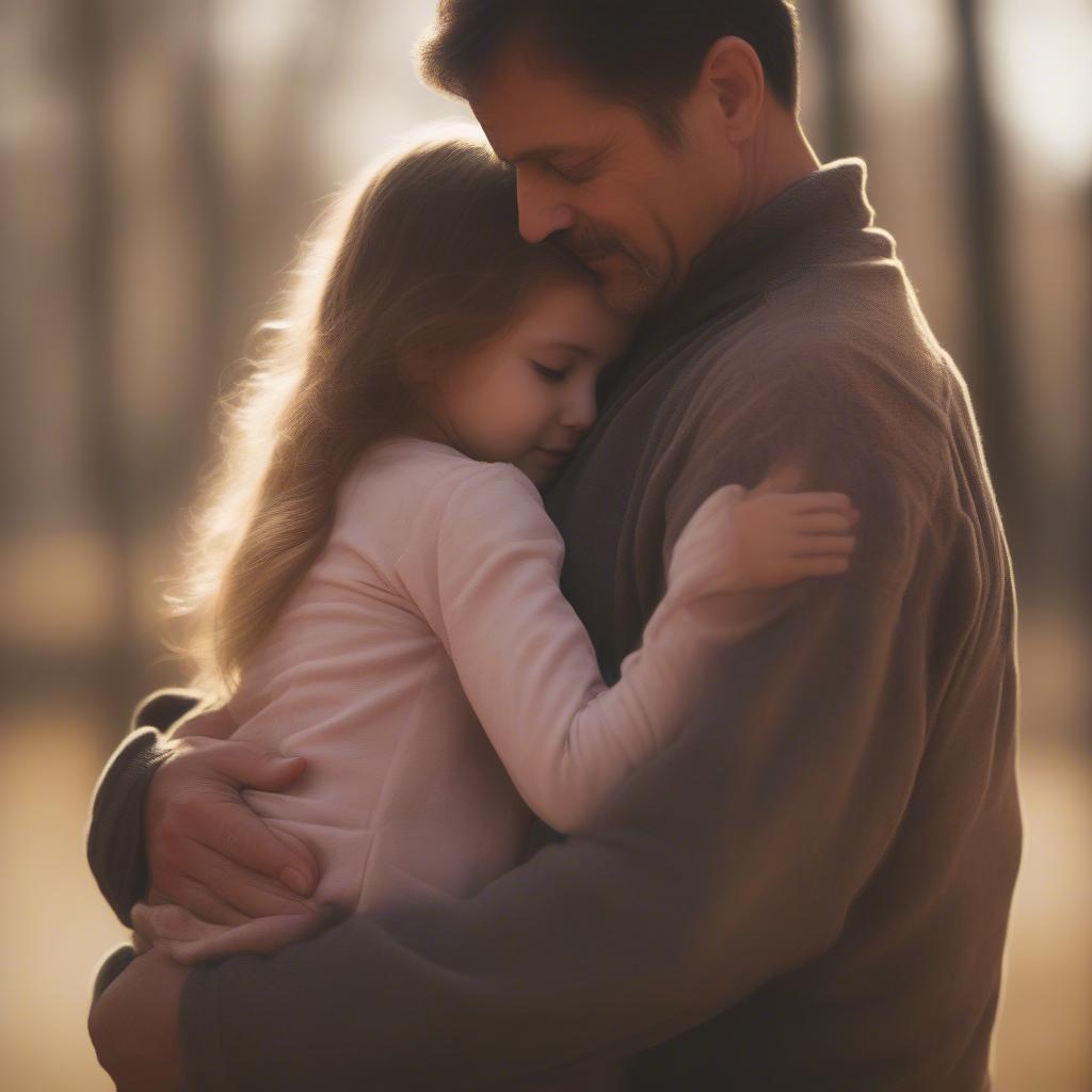 A father and daughter embrace, showcasing the special bond between them.