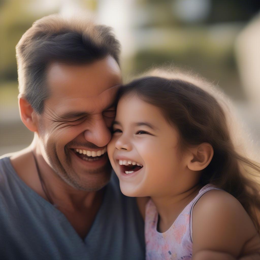 Father and daughter share a joyful moment