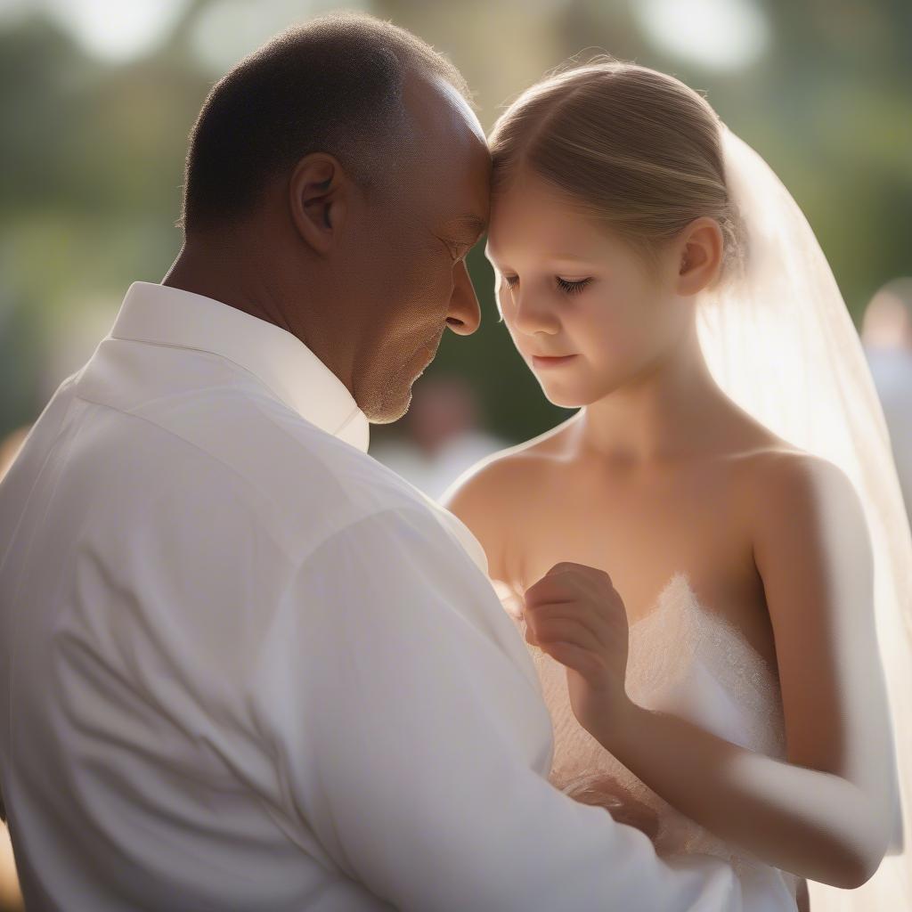 A father and daughter share a dance at a wedding, a touching moment of love and celebration.