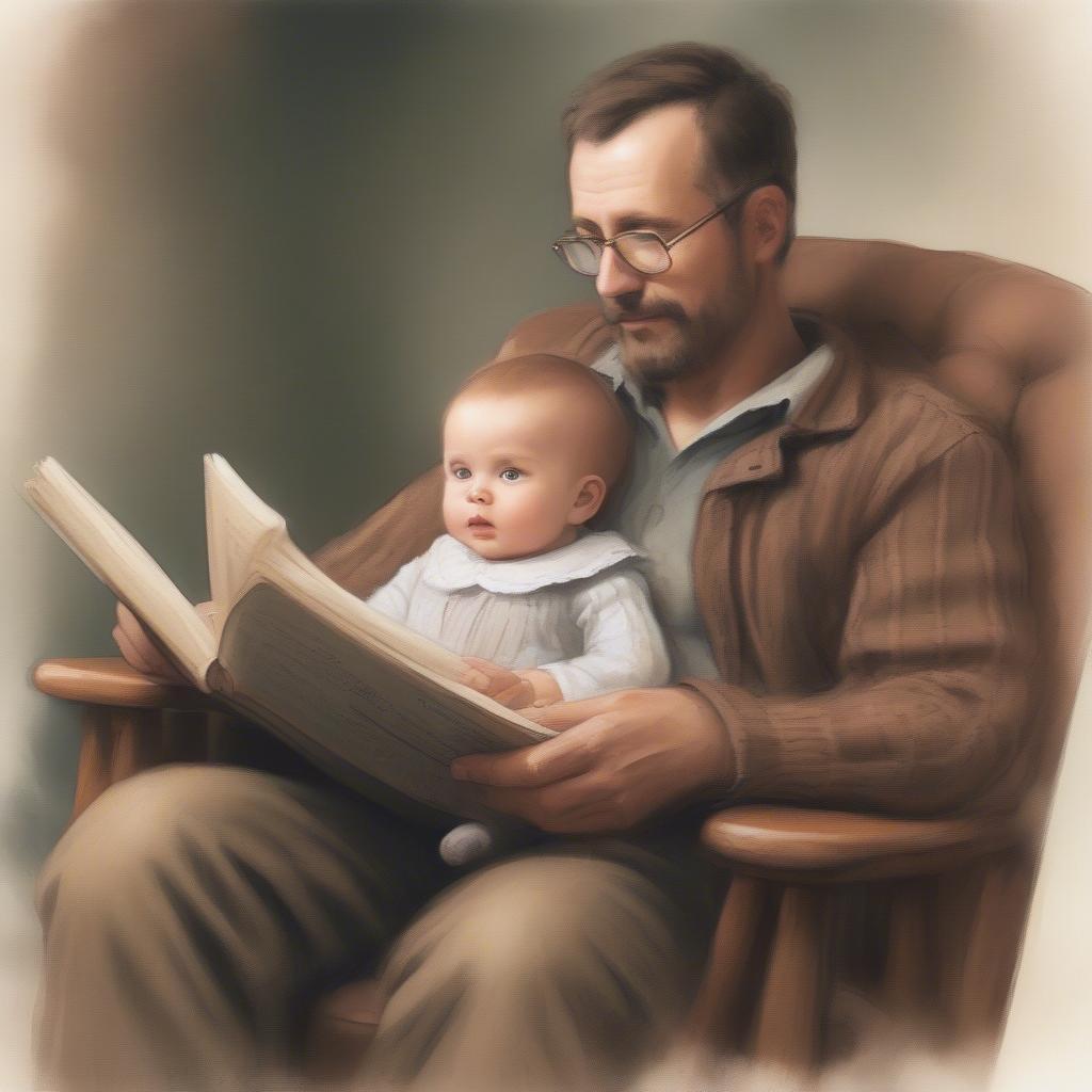 A father reads a book to his baby daughter, fostering connection and love.