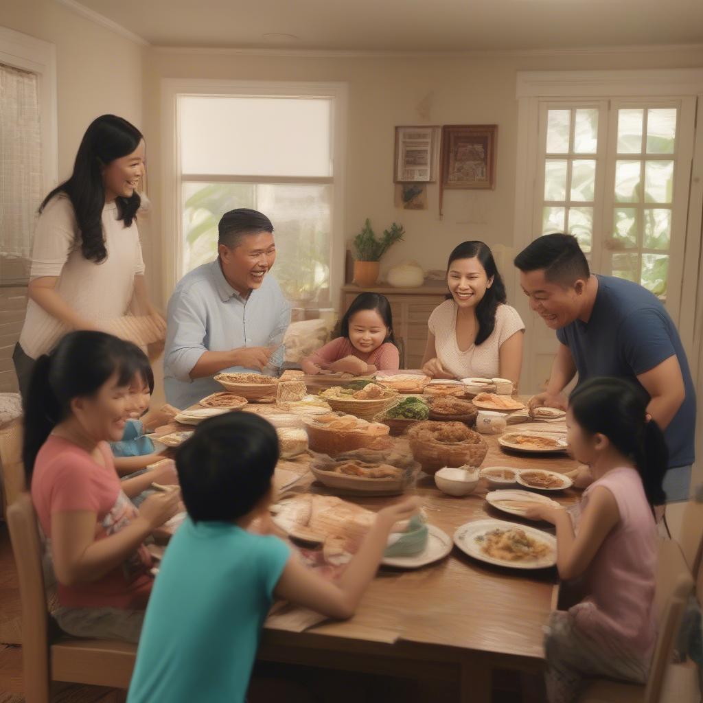 A Filipino family gathered in a must be love tagalog movie scene