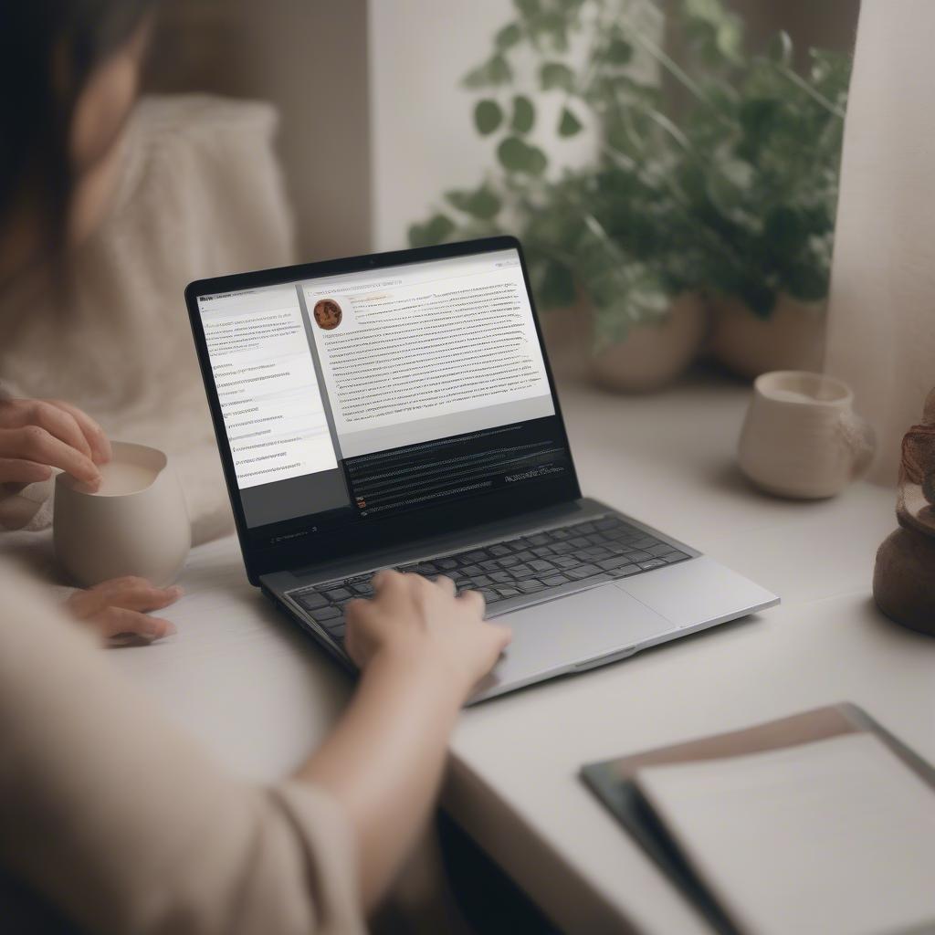 Person Searching for Blessing Love Quotes on a Laptop