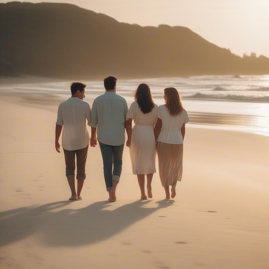 Three friends holding hands on the beach, symbolizing their unity and shared experiences.