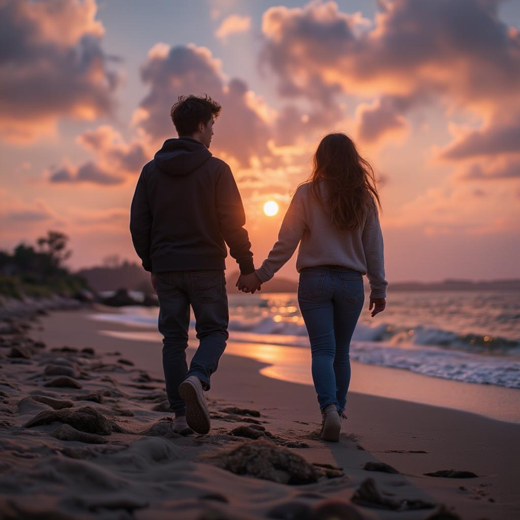 Friends Holding Hands on the Beach