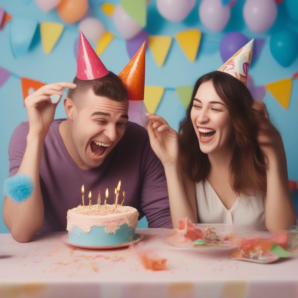 Couple Laughing Together on Birthday