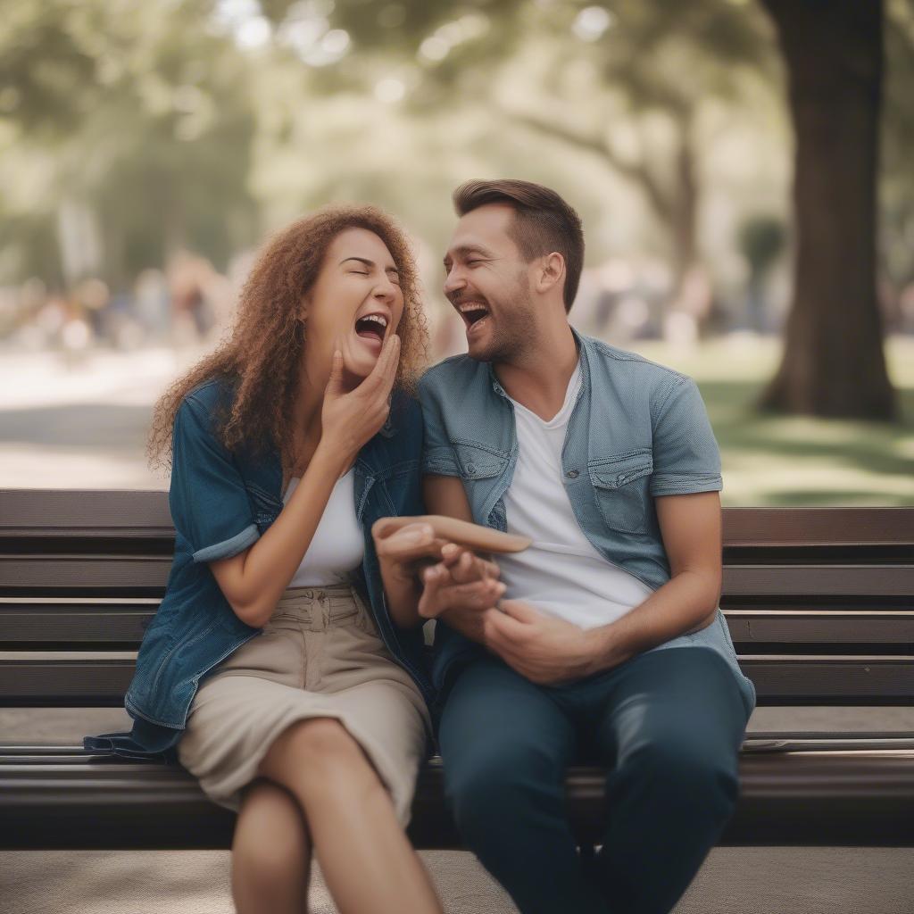 Couple laughing together, embodying the joy of a funny love quote.