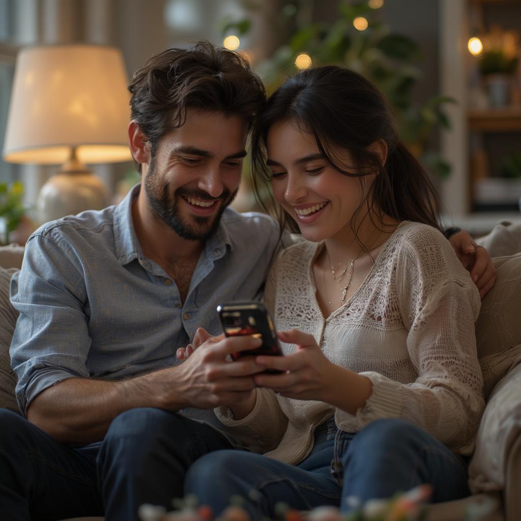 Couple Laughing at Funny Love Quotes