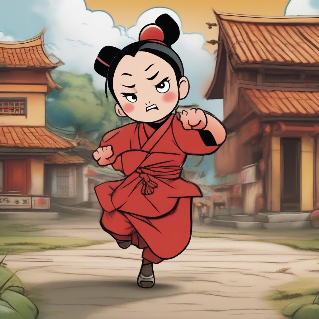 Garu and Pucca in a Chase Scene