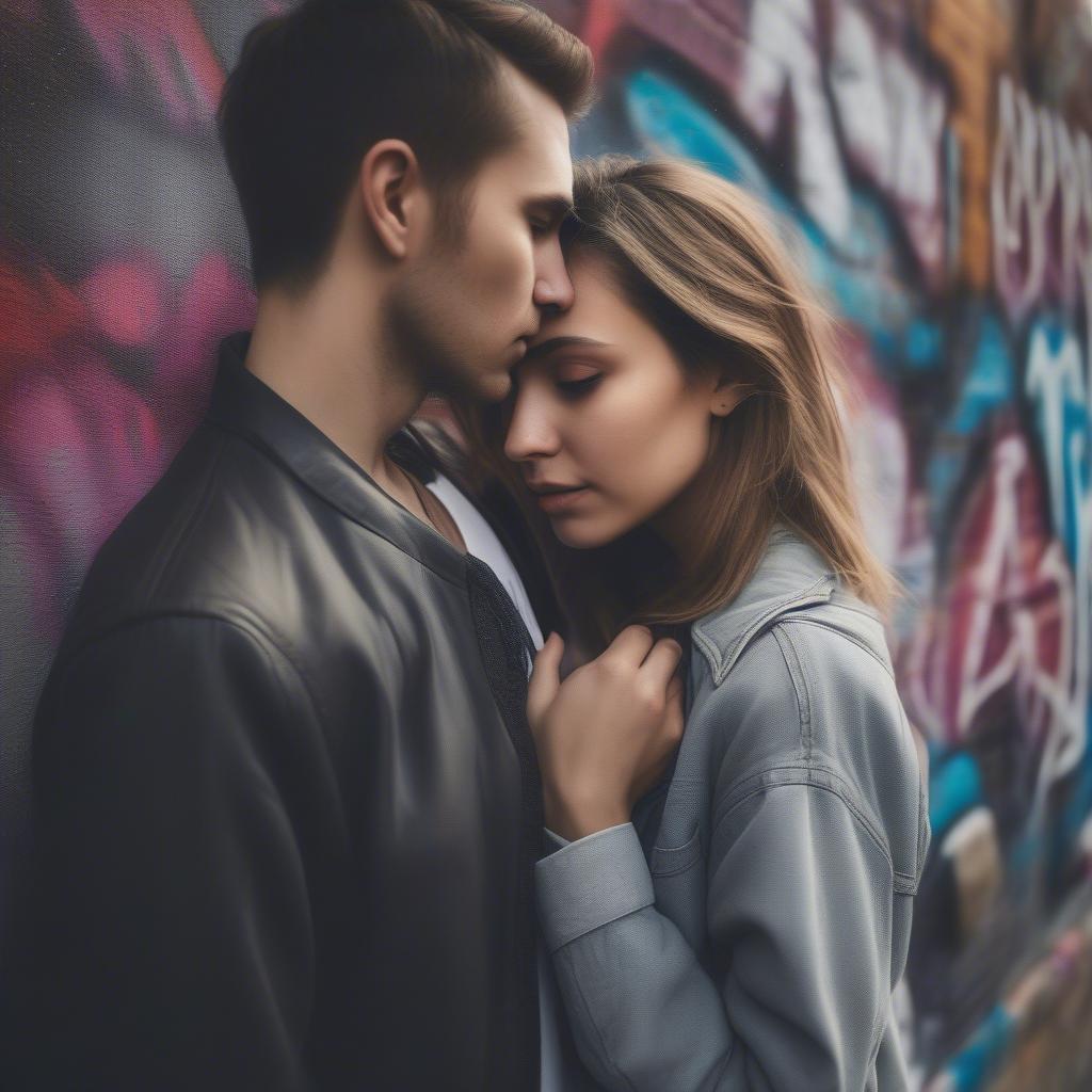 Couple Embracing in Urban Setting