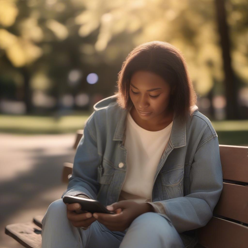 A person finding comfort in reading a god love quote on their phone