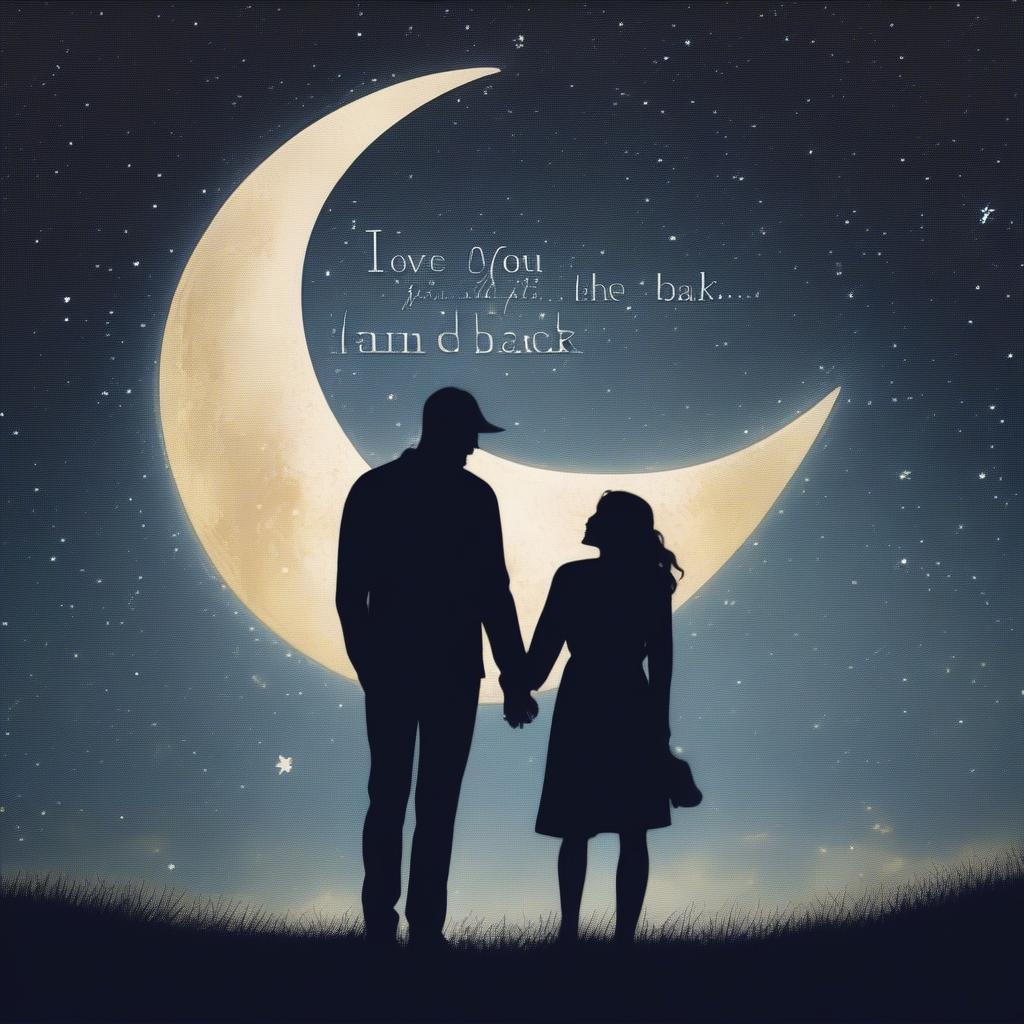 Couple Silhouetted Against Starry Sky with "I Love You To The Moon and Back" Quote