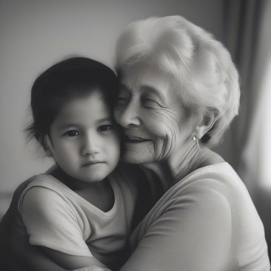 Grandmother hugging grandchild