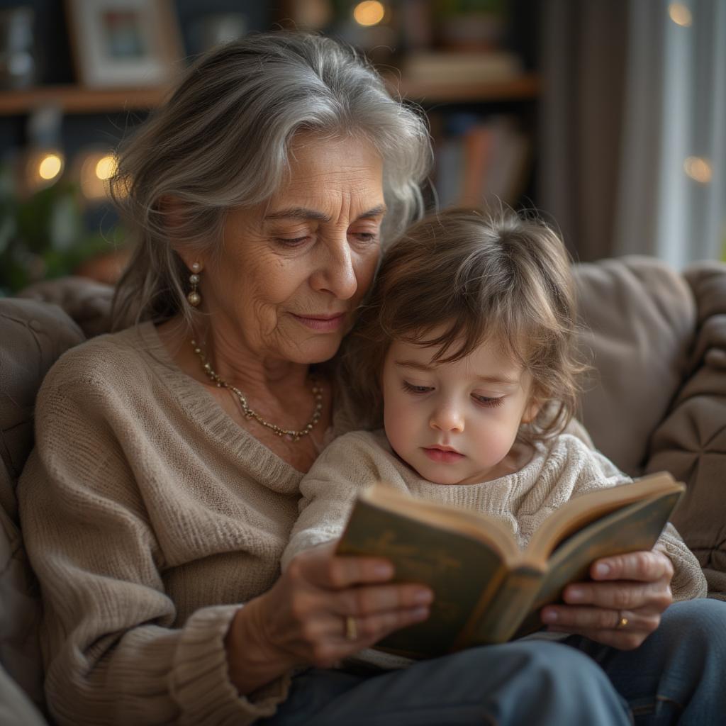 Grandmother Reading to Grandchild