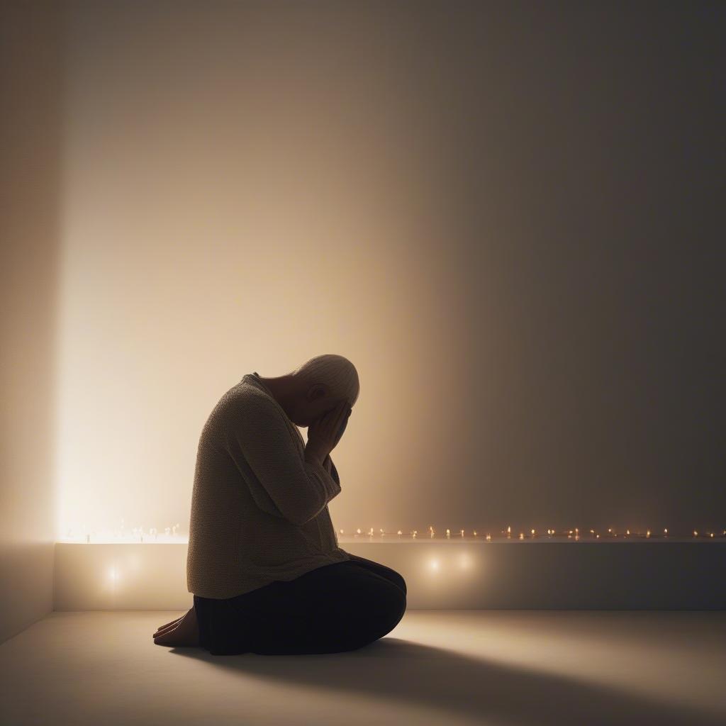 Person praying while grieving