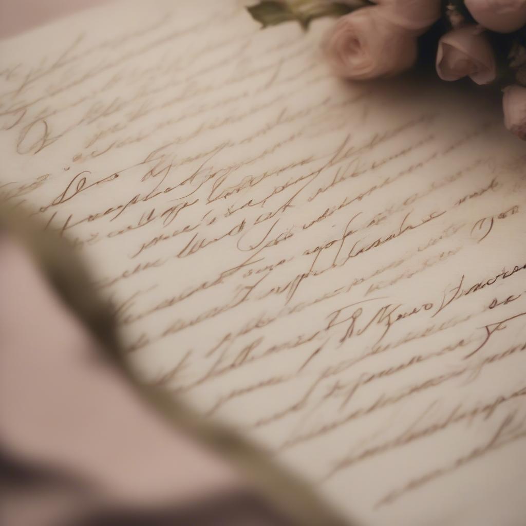 Handwritten love letter in French