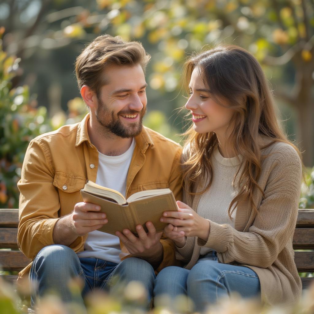 Couple Reading Life Quotes About Happiness and Love