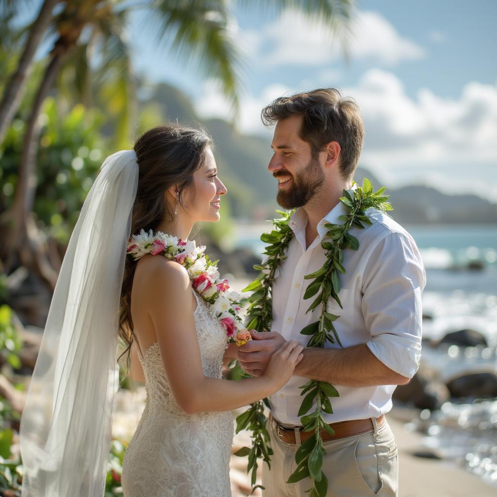 A traditional Hawaiian wedding ceremony