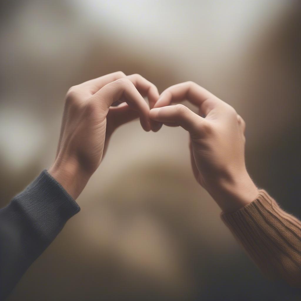 Couple forming a heart shape with their hands