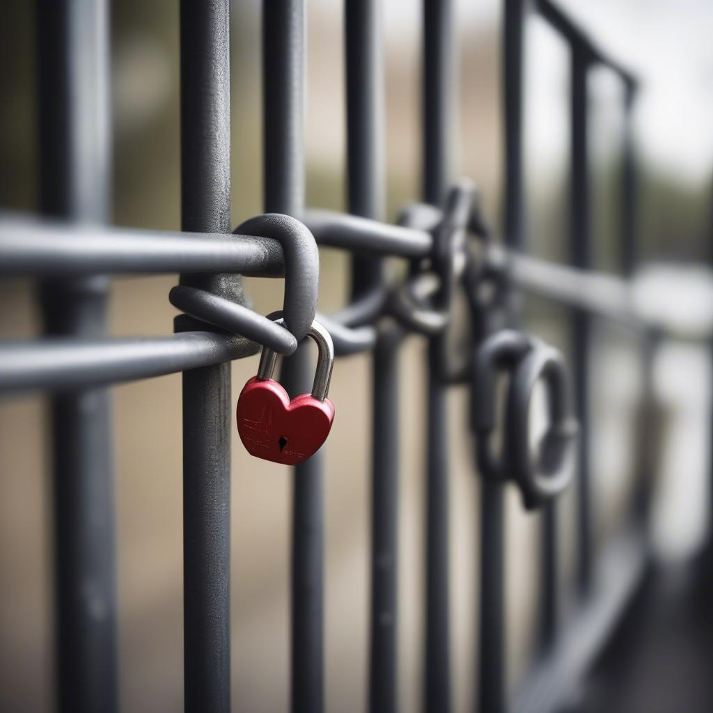 Heart-Shaped Lock on a Bridge