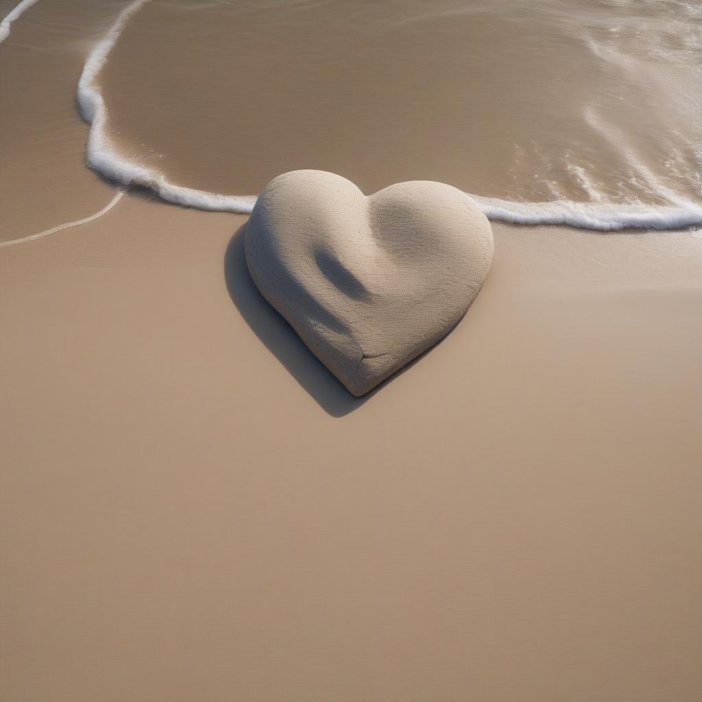 Heart shaped rock on the beach representing enduring love.