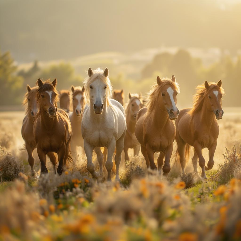 A Herd of Horses Running Free