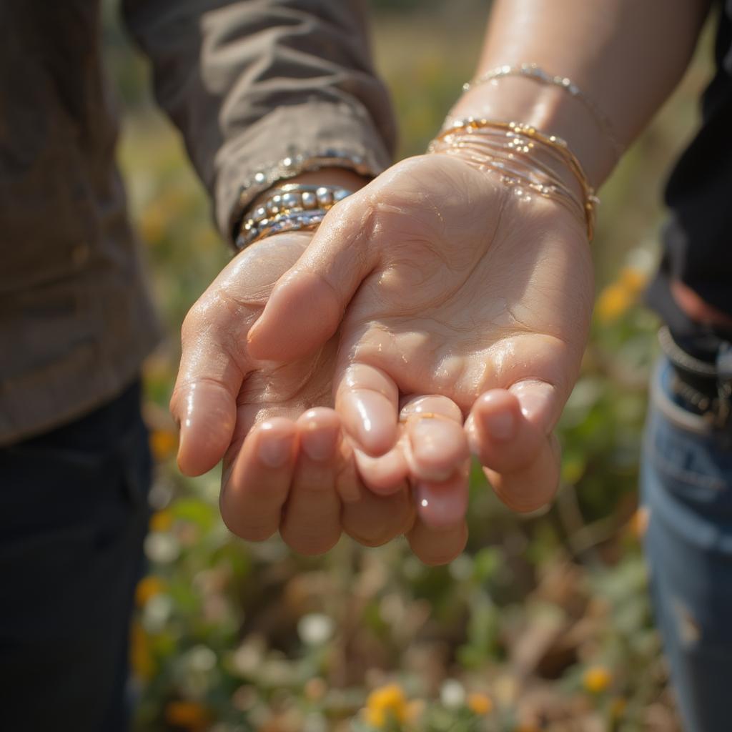 Couple holding hands, symbolizing connection and love