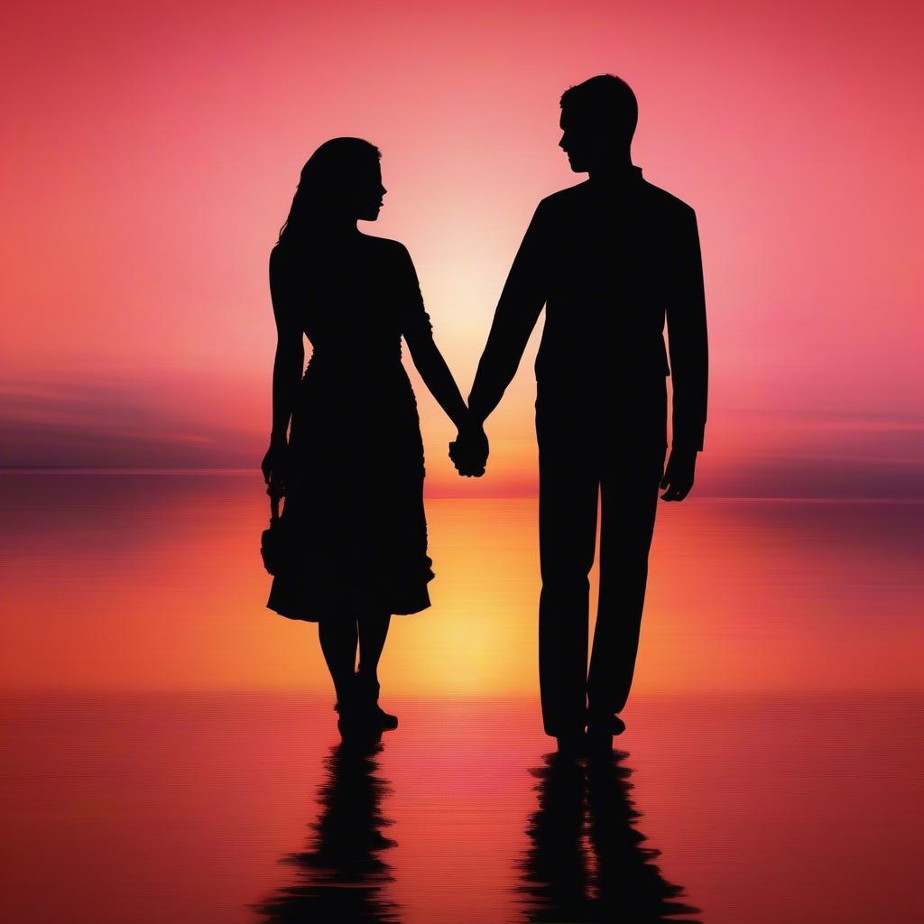 Romantic Couple Silhouette with "I Love You" Quote