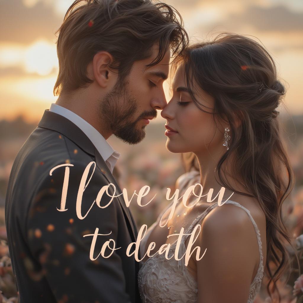 Couple embracing with the phrase "I love you to death" overlaid