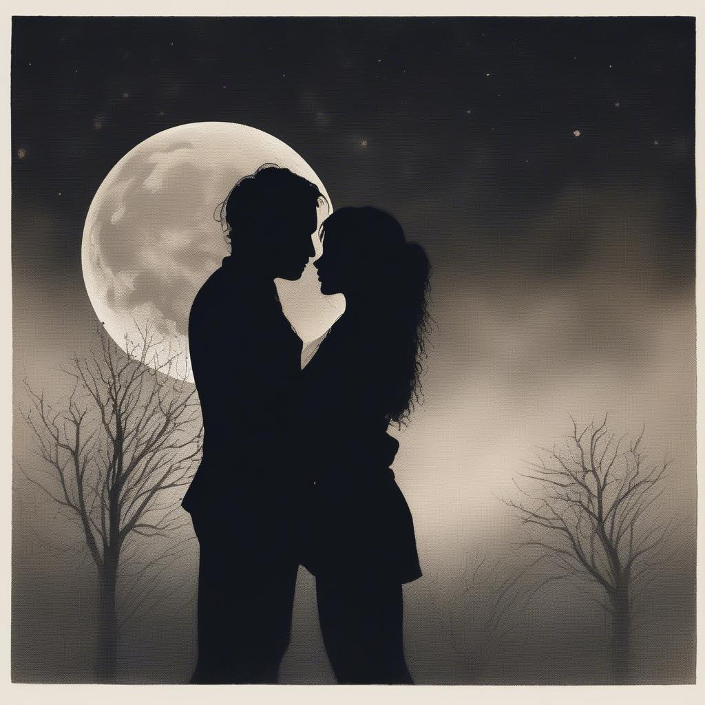 Couple embracing under the moonlight