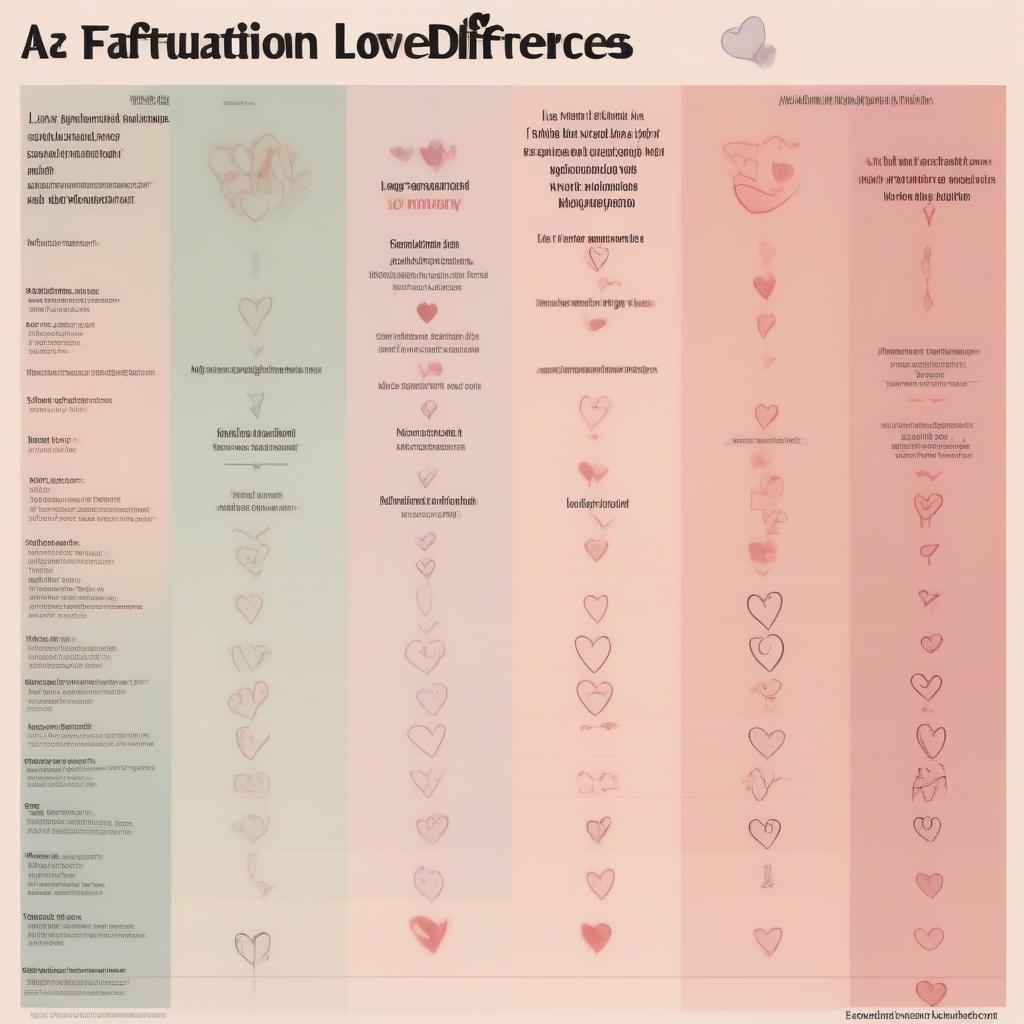 Chart comparing infatuation and love